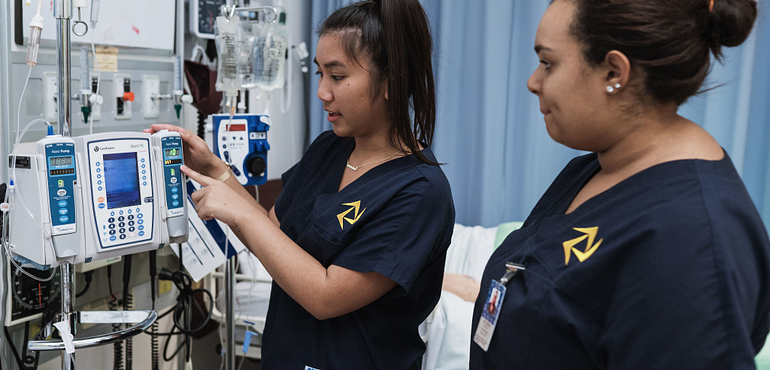 nursing students in a hospital simulation